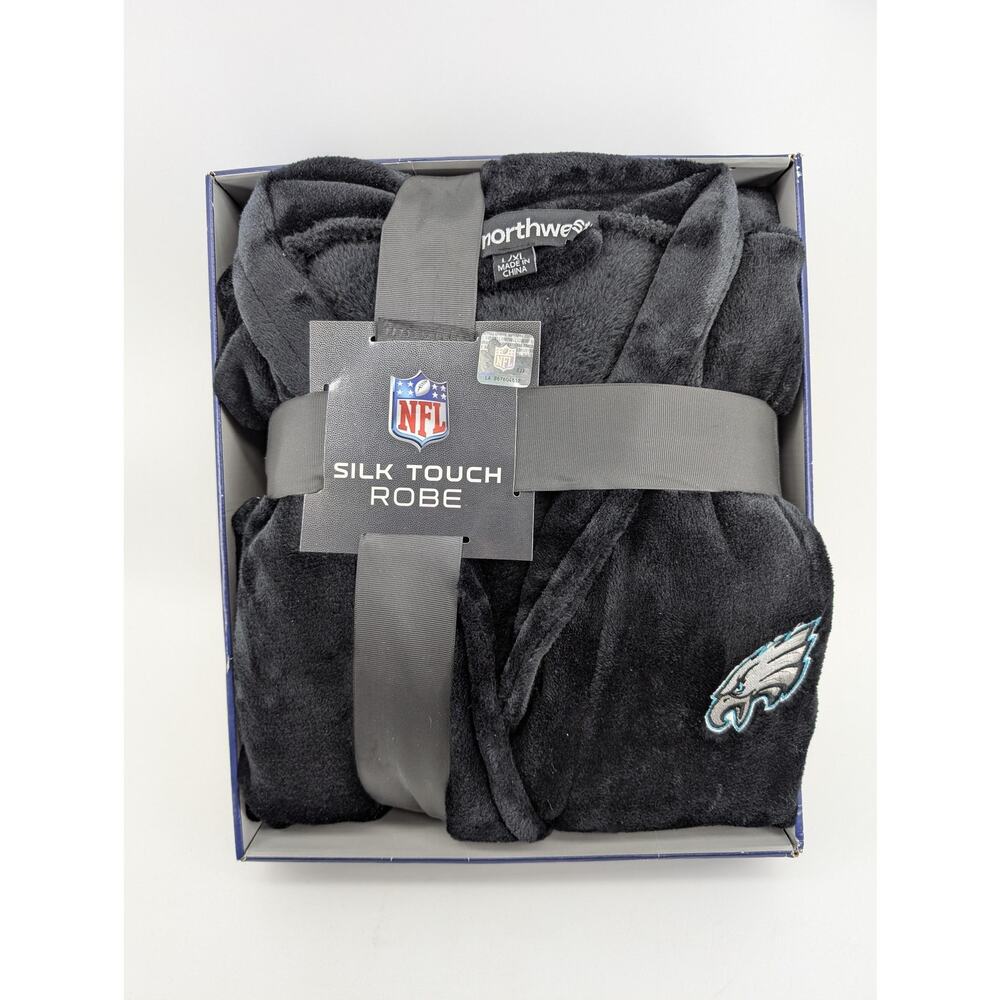 Philadelphia Eagles Robe XL Black NFL Football Northwest Silk Touch Cozy Warm